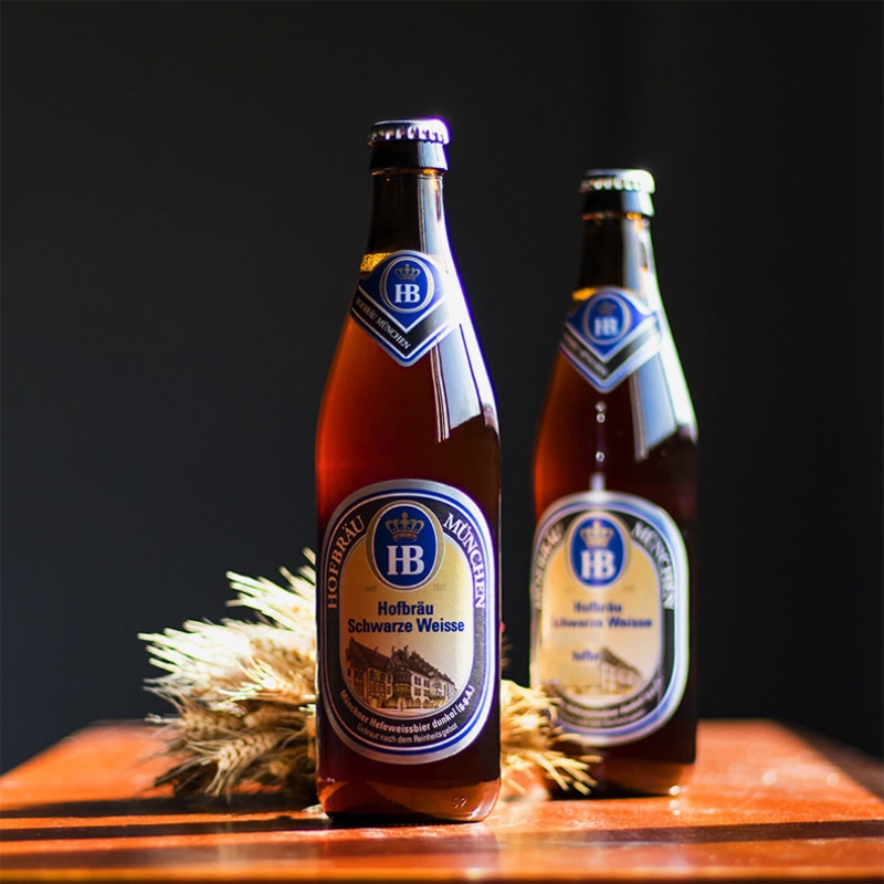 国内现货 HB啤酒1箱20瓶 德国慕尼黑皇家小麦啤酒 黑啤酒500ml/瓶（（有效期至2023年2月）） 玻璃瓶装